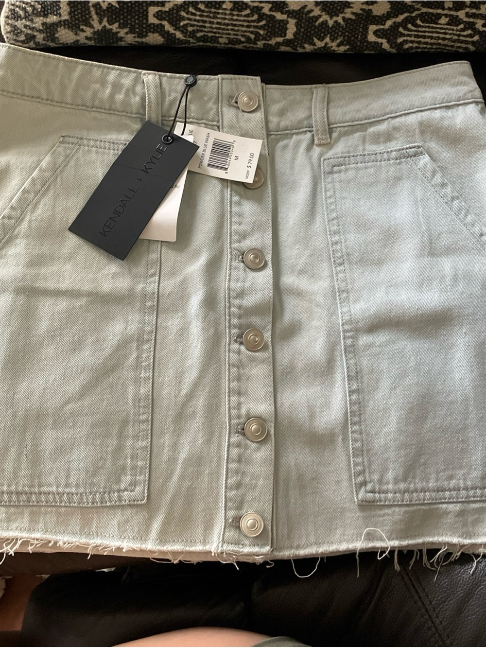 Kendall & Kylie Light Mint Button-Front Mini Skirt